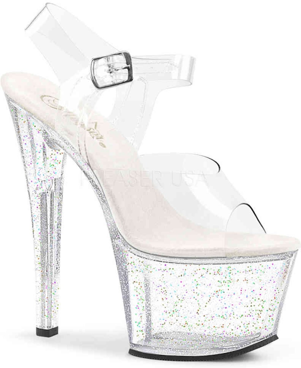 EU 35 = US 5 | SKY-308MG | 7 Heel, 2 3/4 PF Ankle Strap Sandal w/Mini Glitter